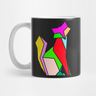 Geometric cat in bright colors. Mug